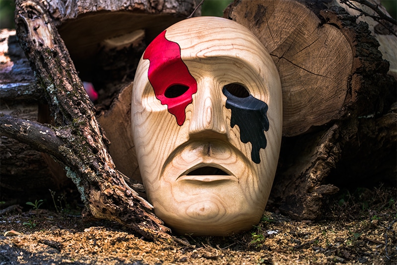 cherokee art black and red mask