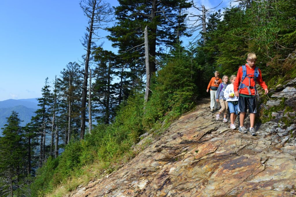 family on a trail