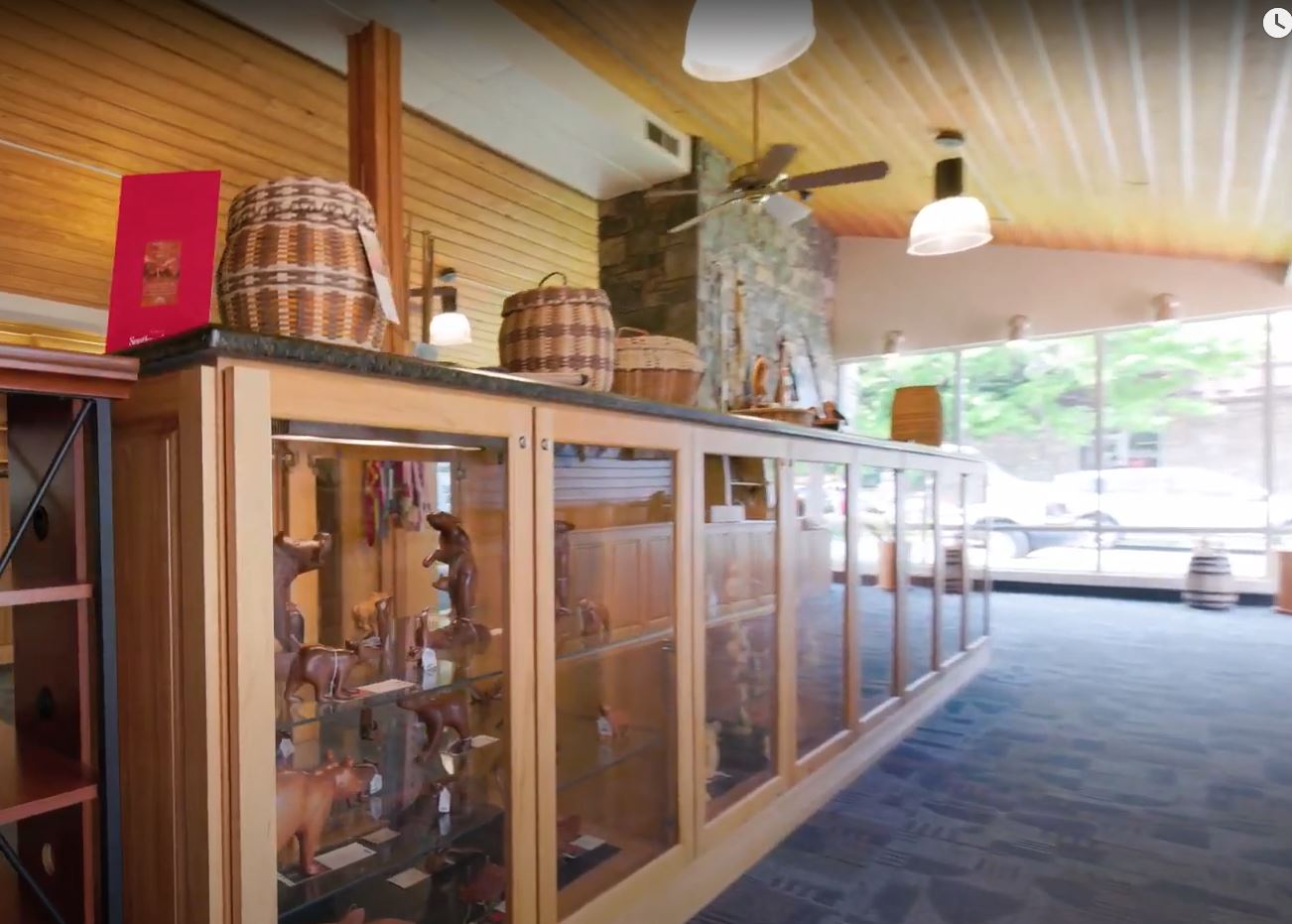 Interior of qualla shop featuring a range of products