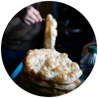 circular bread stacked