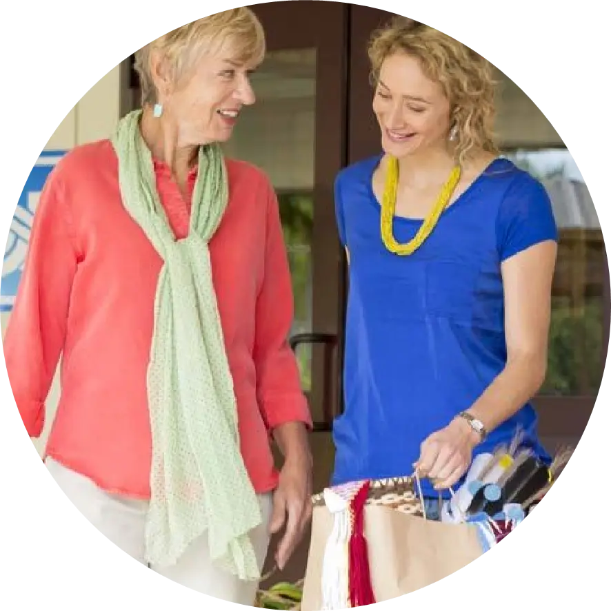 two shoppers at qualla arts and crafts