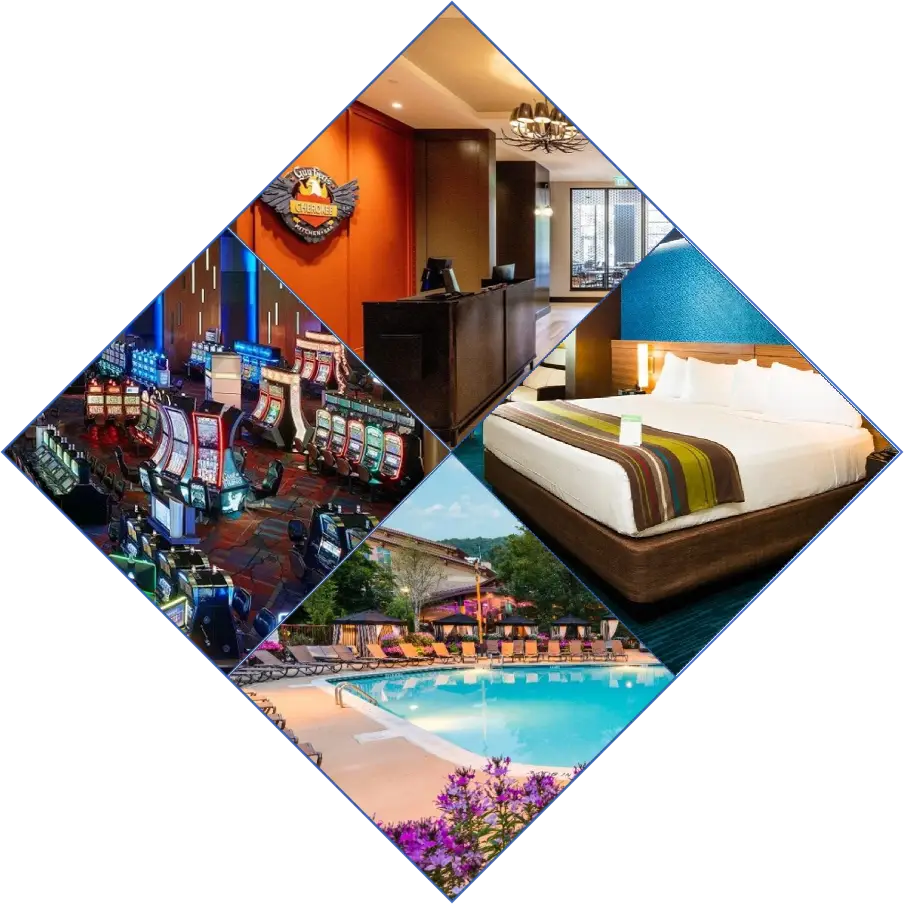 collage of harrahs cherokee images